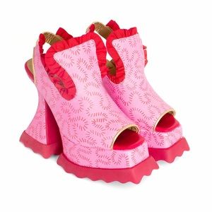 John Fluevog x Zandra Rhodes Ruffle Lady Miss Munster Max Platforms